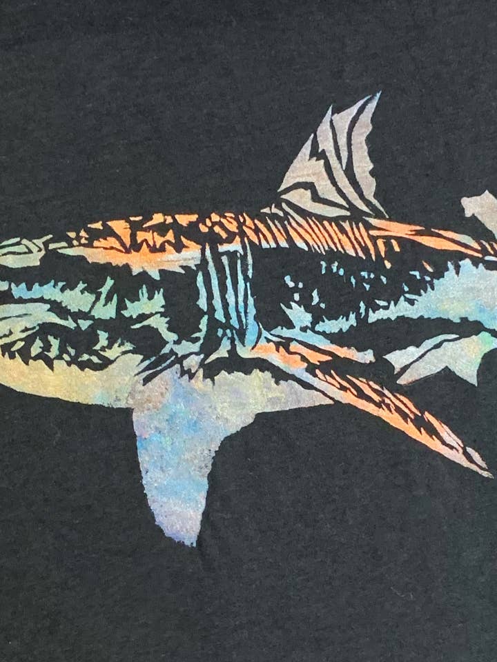Shark Hand Painted Bamboo Tee for wholesale by Third Wolf Designs