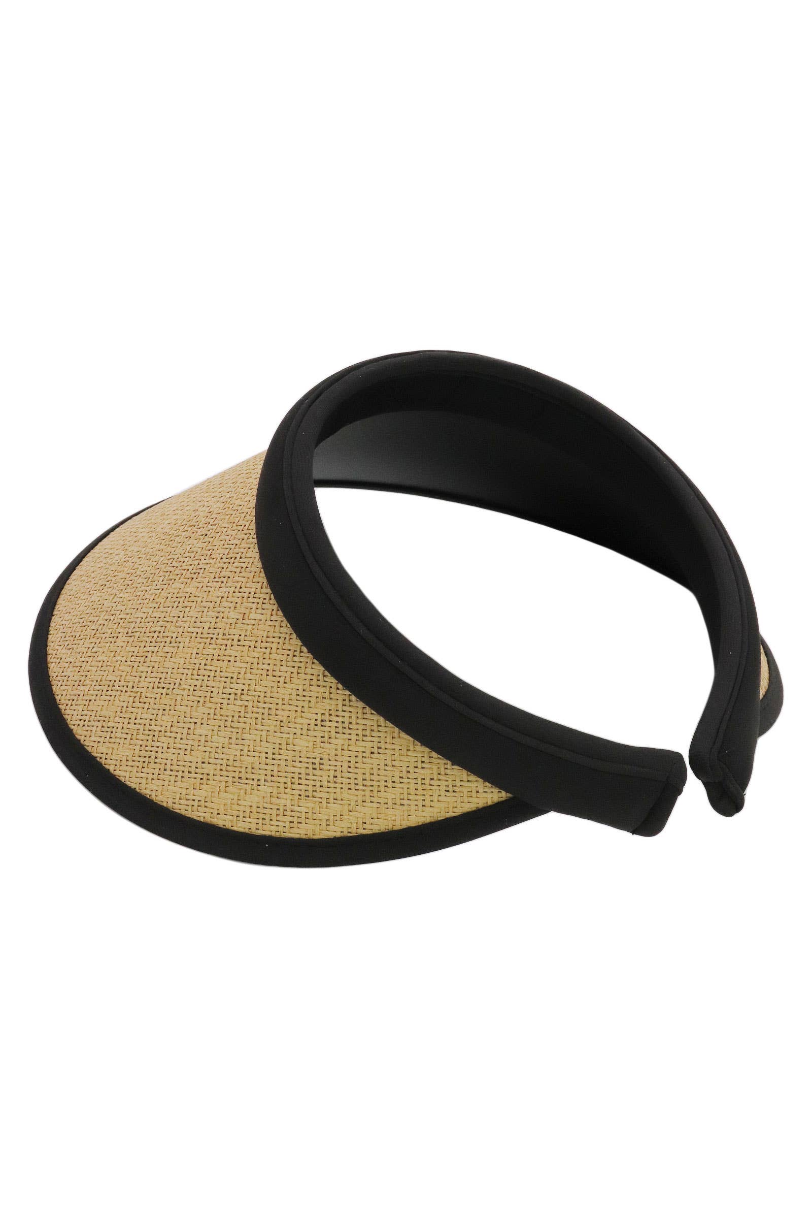 ASSORTED Hard Shell Wide Brim Woven Paper Straw Sun Visor for wholesale on Faire2