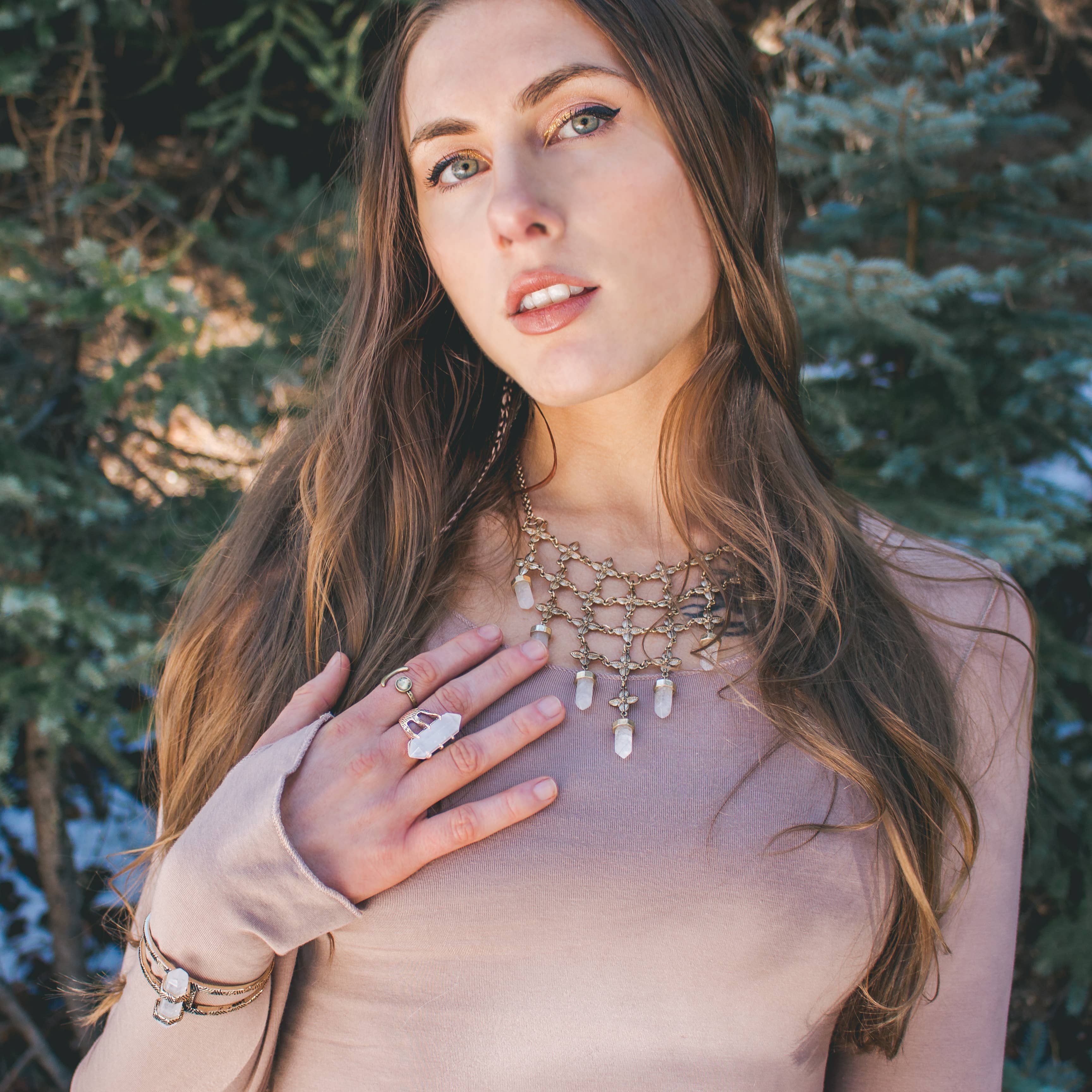 Or avec Antique Clair Collier Bib Shine On Crystal | Or en vente sur Faire3