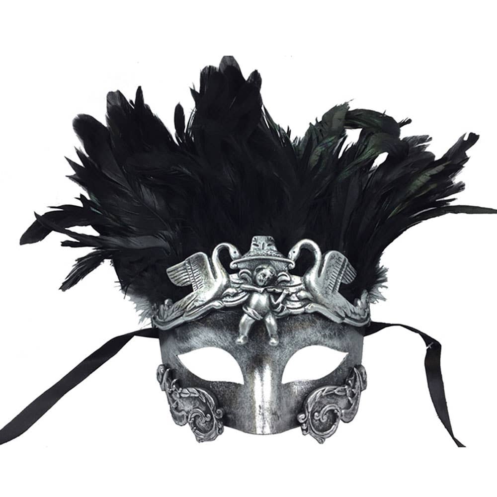Sensibling Corp. - Wholesale Costume - Unisex - Baroque Plume and Regal Feather Embellished Masquerade Halloween Mask1
