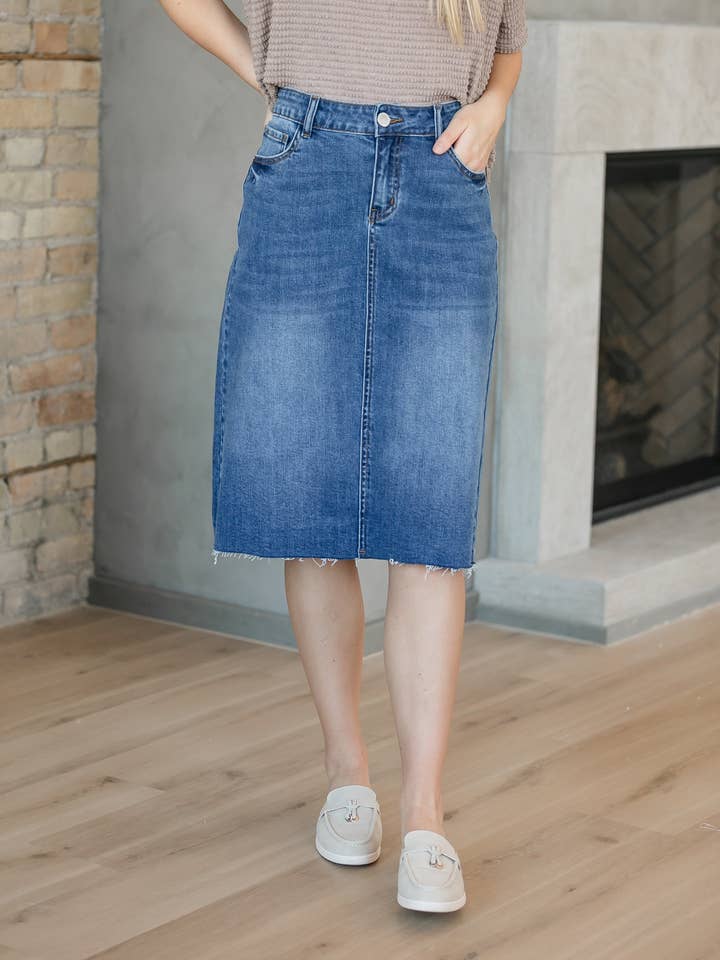 Inherit Clothing Company - Wholesale Skirt - Women's - Rylin Raw Hem Midi Skirt
