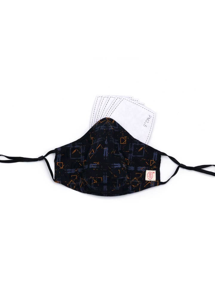 Black Orange Neon Matrix Mask (nose wire embedded) for wholesale by Ten on Ten