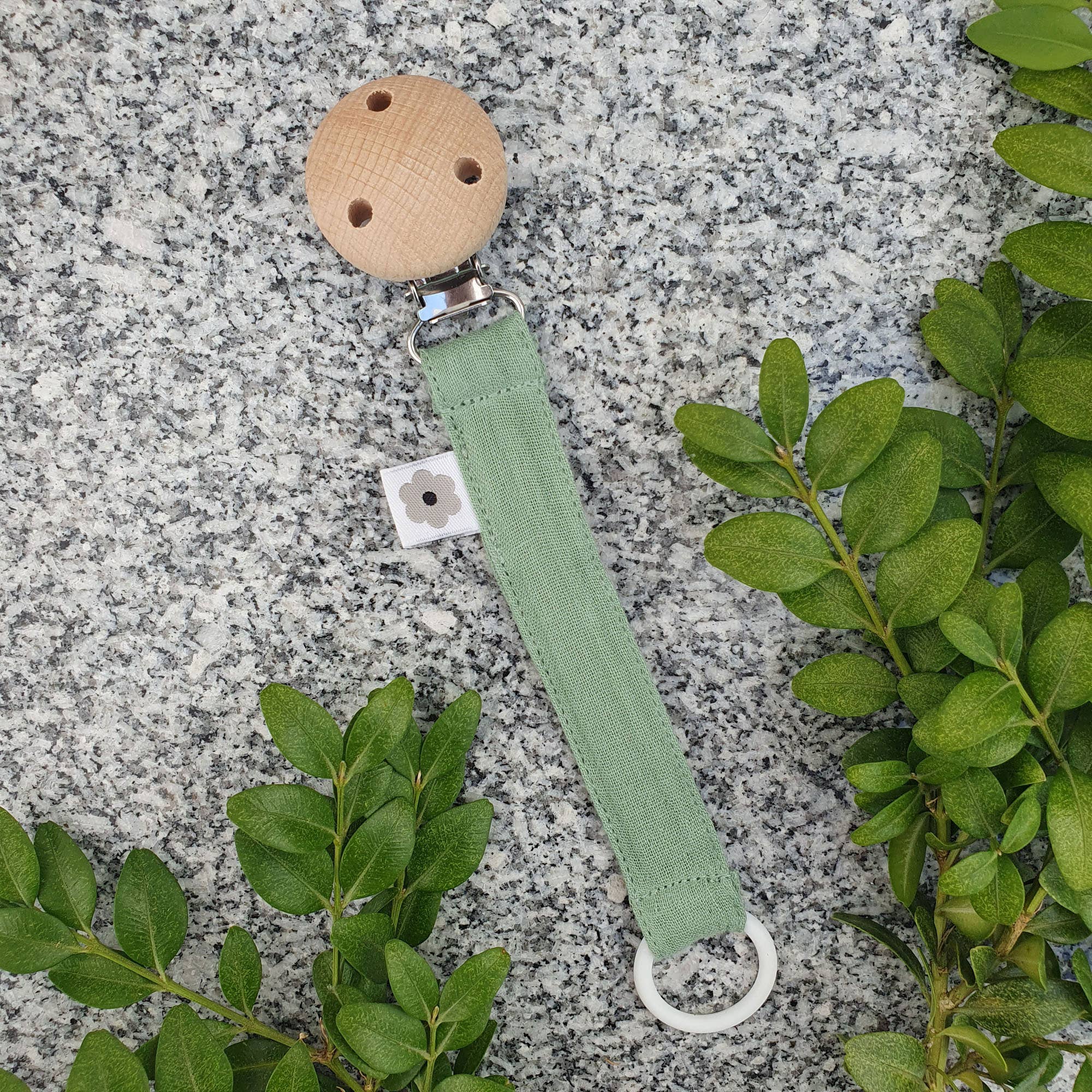 Summerville organic - Wholesale Pacifier Clip - Baby - Organic Pacifier Clip Muslin Basil3