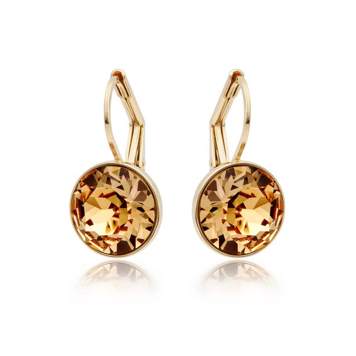 My Jewellery Story - Wholesale Dangle earrings - MYJS Bella Earrings with 4 Crt Light Colorado Topaz Gold Plt1