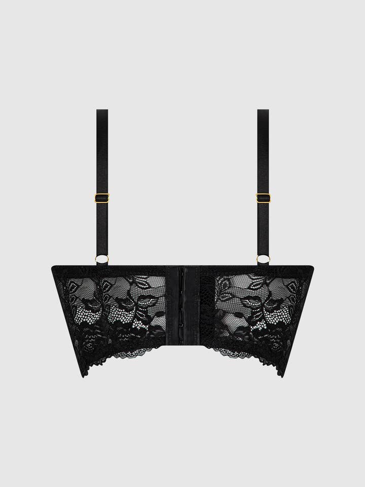 BLACK RUGBY TAN SAVANNAH LACE LONGLINE PUSH UP BALCONETTE BRA for wholesale on Faire6
