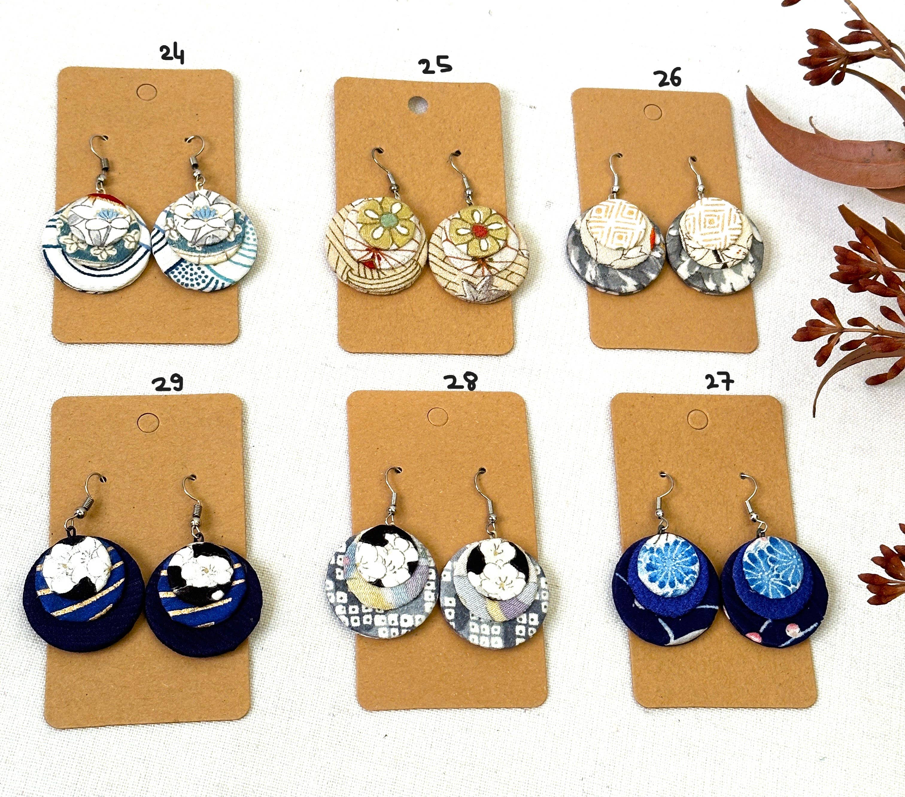 Sophie Silks - Wholesale Dangle earrings - Circle Disc Kimono Earrings5