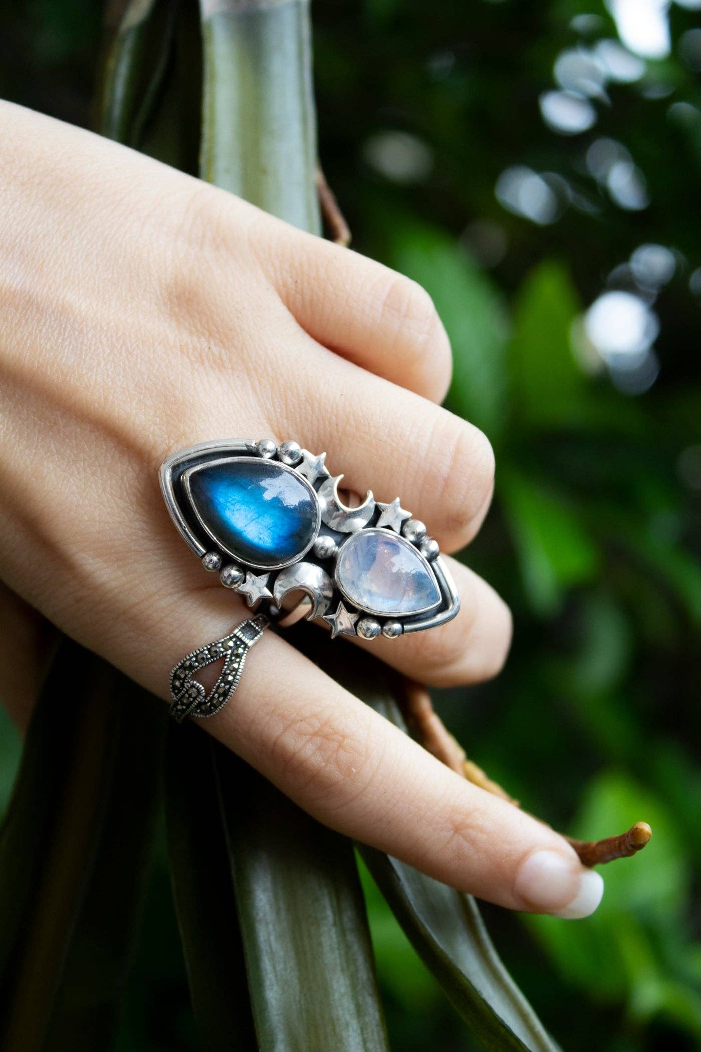 Ambra Jewels - Wholesale Cocktail/Statement Ring - Stellar Tides – Labradorite & Moonstone Celestial Ring6