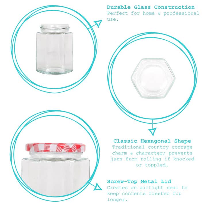 Rinkit Ltd – wholesale Jar – 250ml Hexagonal Glass Jam Jar with Lid