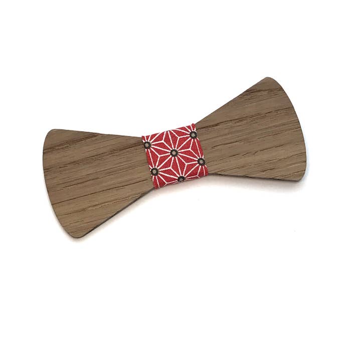 Bow Tie „Le Voltigeur“ - massiv eg og GEORED stof for engroshandel hos Sac de Noeud
