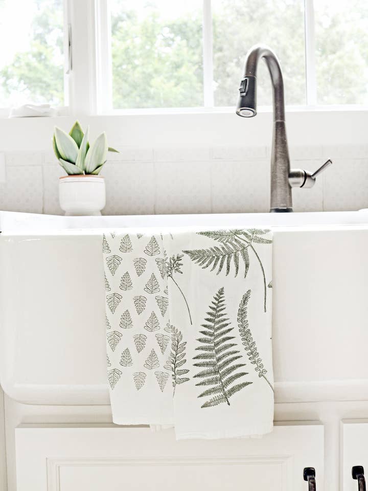Fern Fronds Tea Towel for wholesale by Highland Ridge | Handmade Home Decor