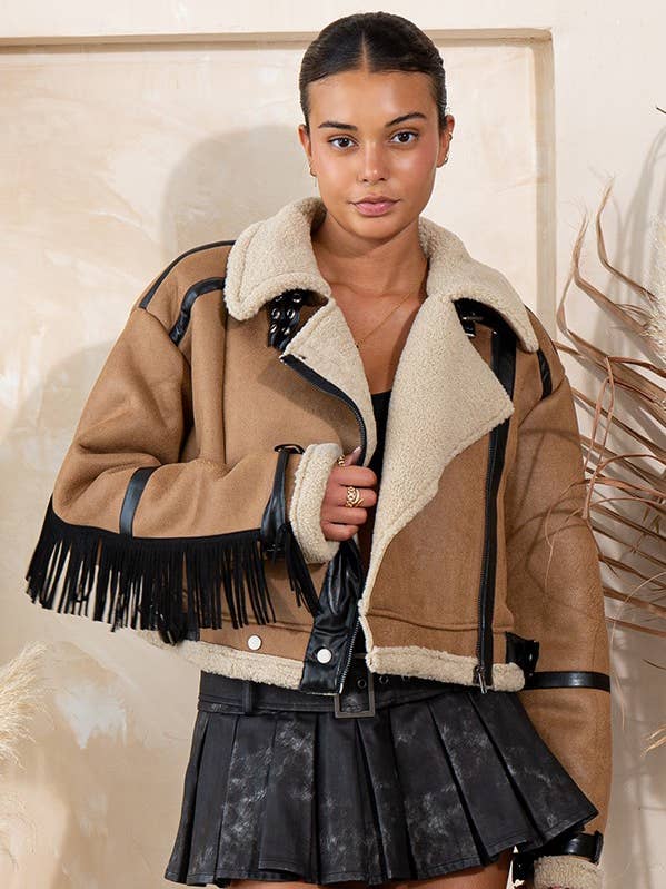 LT70673B OVERSIZED SHERPA-FLEECEJACK MET CONTRASTERENDE AFWERKING voor wholesale door Rehab Lab