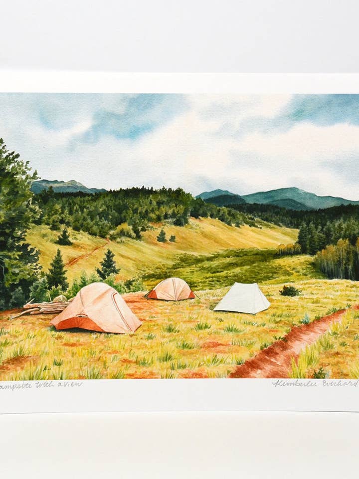 Campsite With A View - Fine Art Print for wholesale by Kim Everhard Art