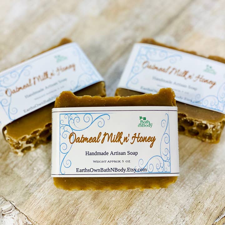 Havregrynsmjölk n honung | Naturlig hantverkare Tvålstång | 5 oz för wholesale av Earth’s Own Bath & Body LLC