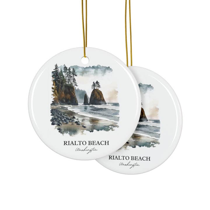 Premium Travel Art - Wholesale Ornament - Rialto Beach Ornament | Durable Ceramic | 2.8 Inch1