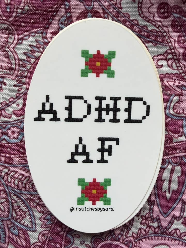 Autocollant étanche TDAH AF pour la vente par In Stitches by Sara