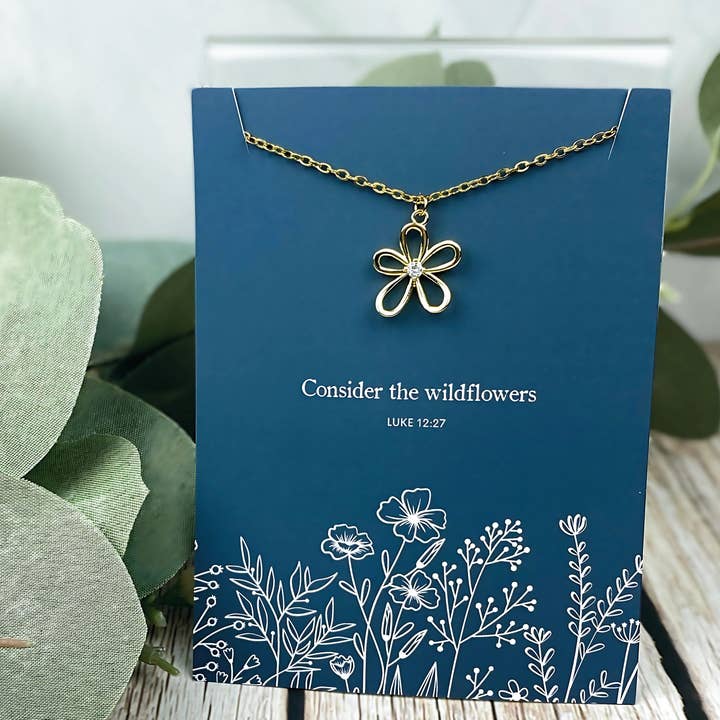 Wild Dogwood Designs - Wholesale Pendant/Charm Necklace - Consider the Wildflowers Charm Necklace | Christian Jewelry