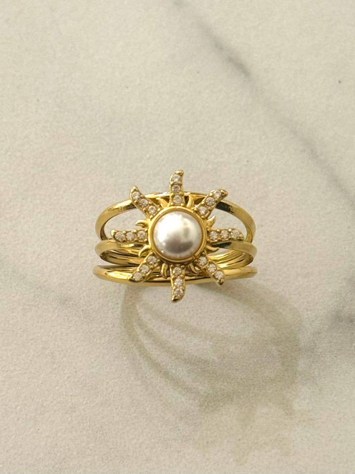 White Sun Ring w White Zirconias for wholesale by Cassette Barcelona