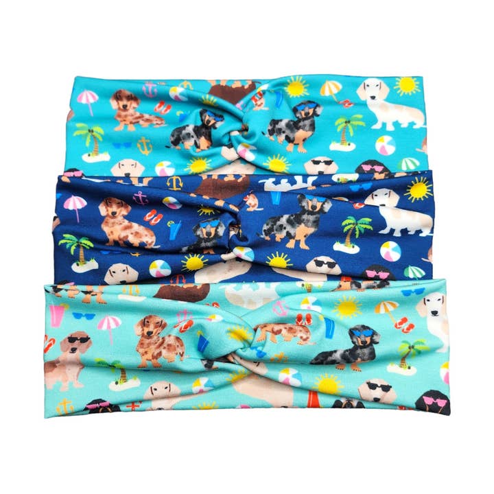 Beach Day Wiener Dog Headbands for wholesale by Pilboxx
