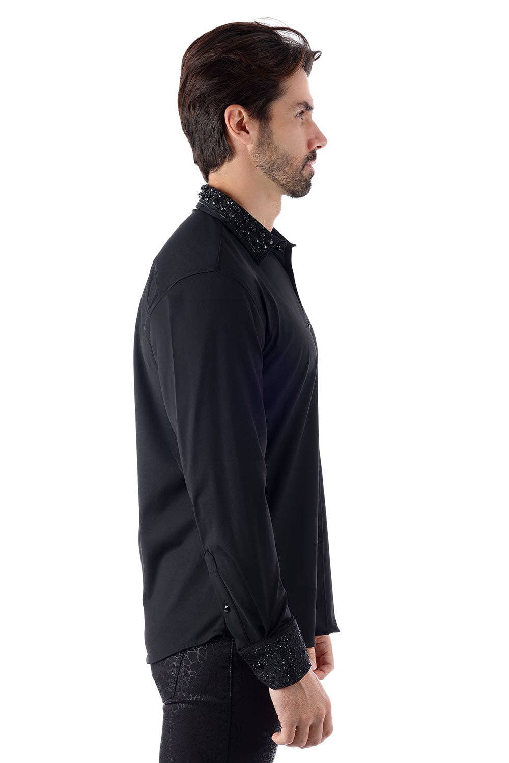 BARABAS – Camisa de botões - Homem por atacado – Camisa de manga comprida com gola strass para homem 3B291