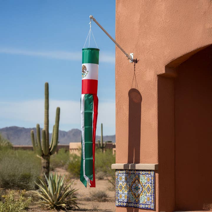 Flags Importer - Wholesale Wind Chime - Mexico Super Shiny Poly 5ft Windsock4