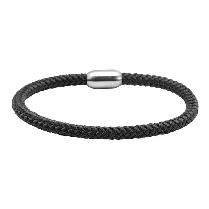 Bracelet corde noir et acier pour la vente par SIXTY STONES