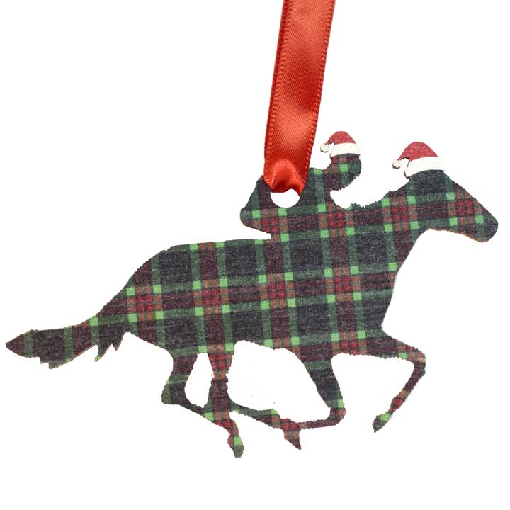 Layne Wilson - Wholesale Ornament - Derby Horse with Santa Hat Ornament