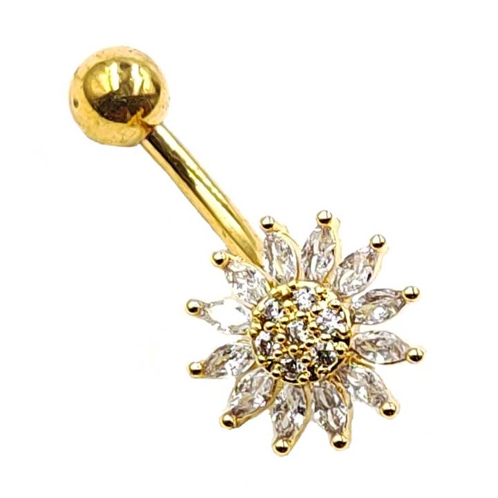 MYLENE ET FELIX - Vendita all'ingrosso Piercing ad anello per ombelico - Piercing ombelico acciaio girasole1