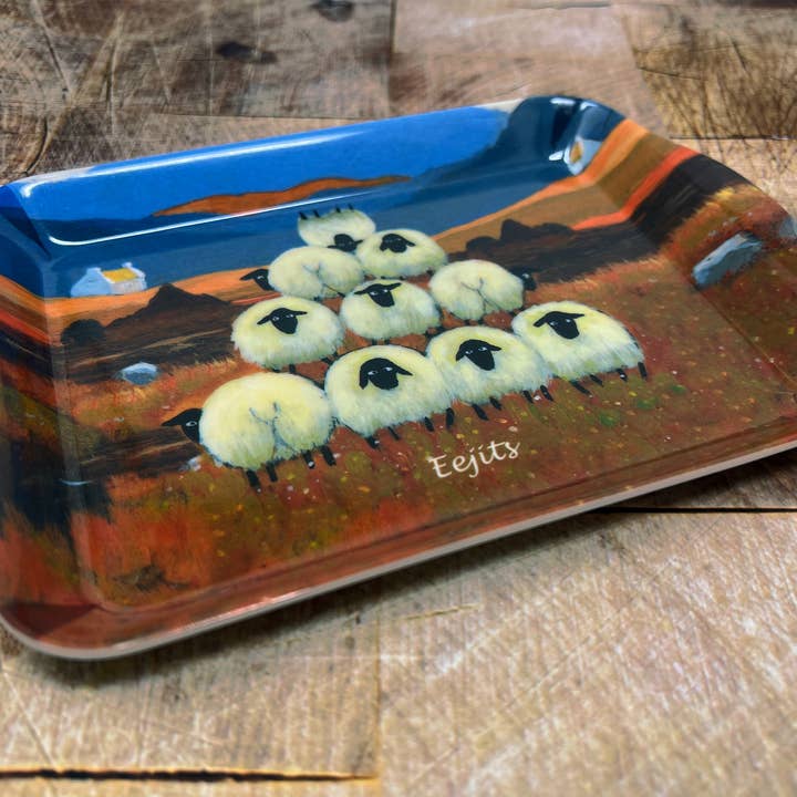 The Whimsical World of Thomas Joseph - Wholesale Serving Tray - Eejits - Small Melamine Snack Tray - Sheep Art
