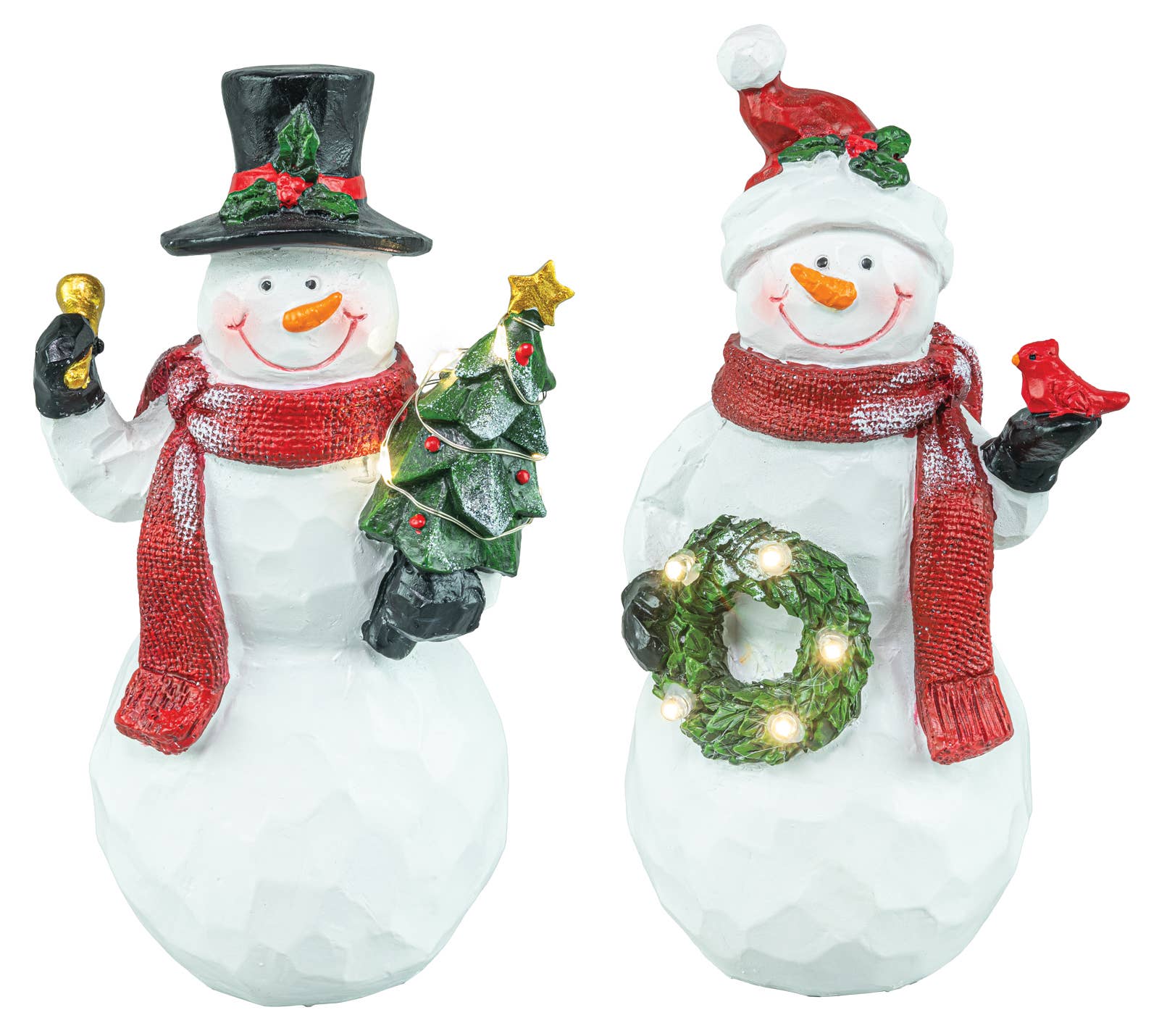 Hanna's Handiworks – wholesale Decorative tabletop object – Merry and Bright Snowman Tabletop with Lights (2 Assorted)0