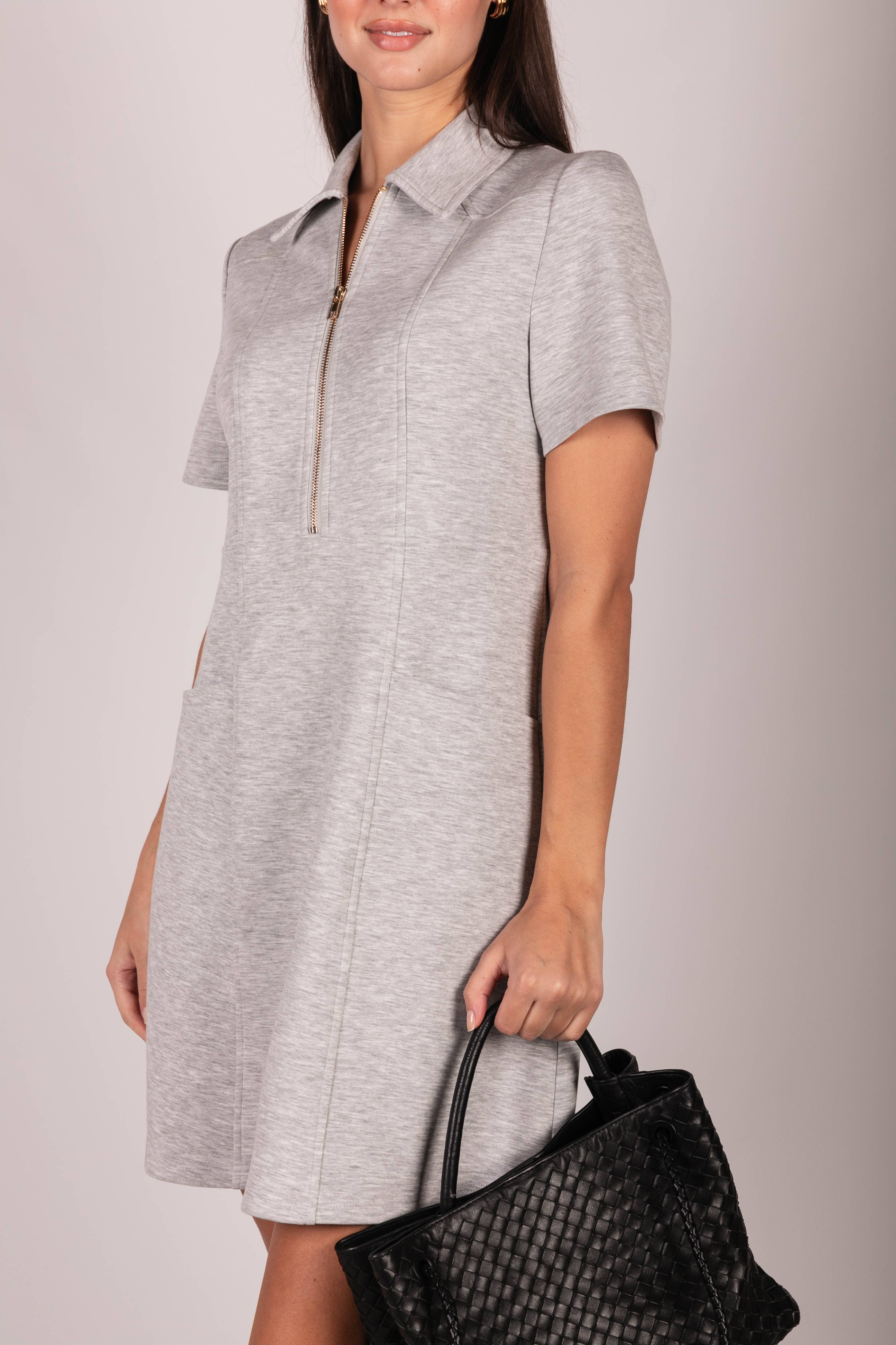 P. CILL - Wholesale Dress - Women's - P. CILL Butter Modal Quarter Zip Short Sleeve Dress9