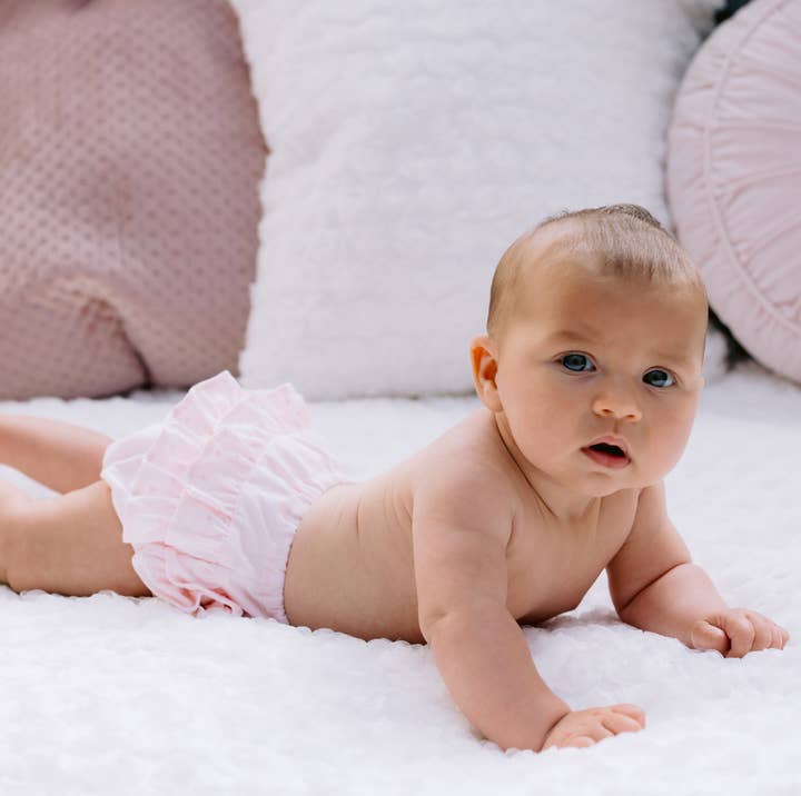 Flossie Pink Frilly Baby Girls Pants for wholesale by Emile Et Rose