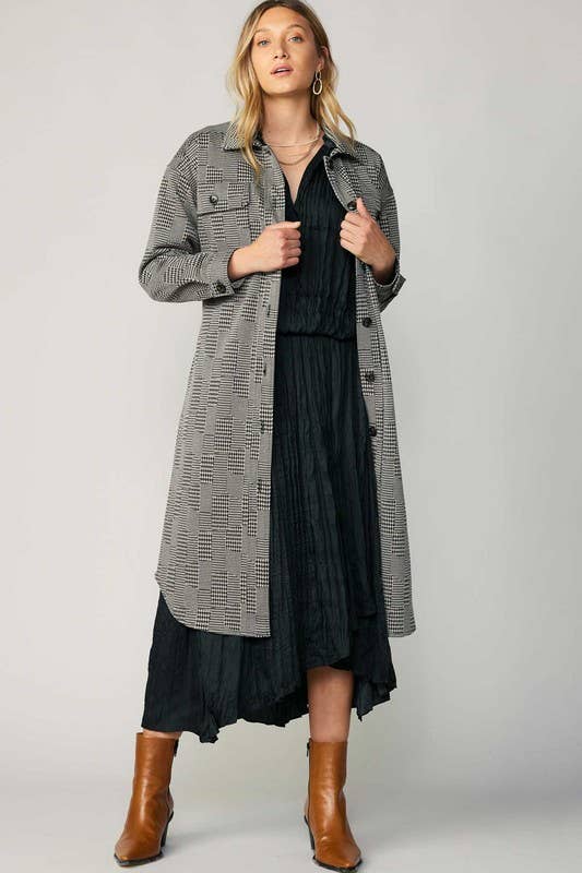 Schwarz-Taupe Langes Hemd-Jacke mit Knöpfen für den Großhandel auf Faire0