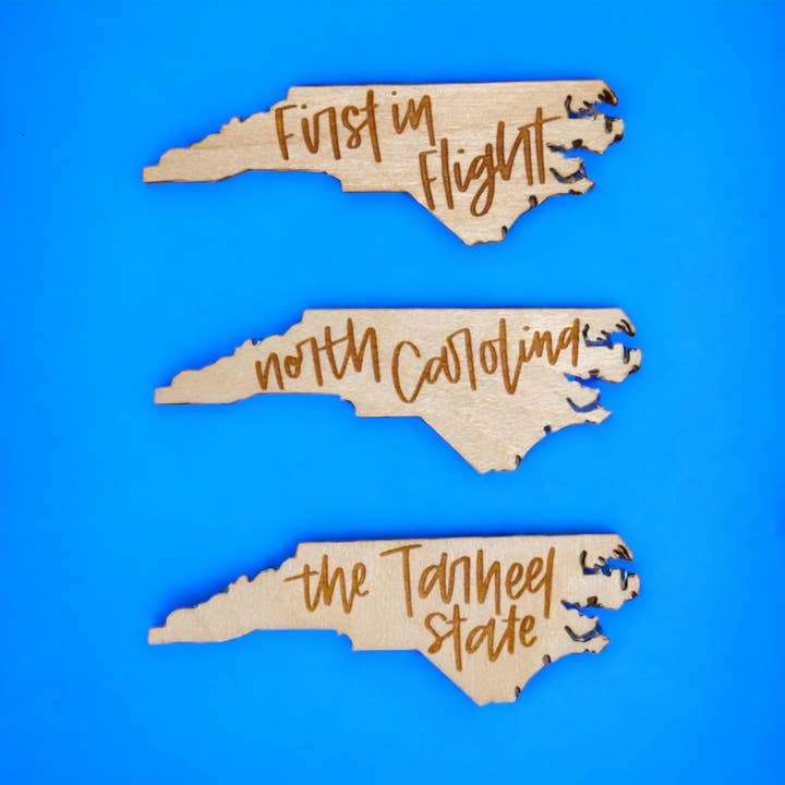 North Carolina Wooden Engraved State Magnet Set for wholesale by Positively North Carolina