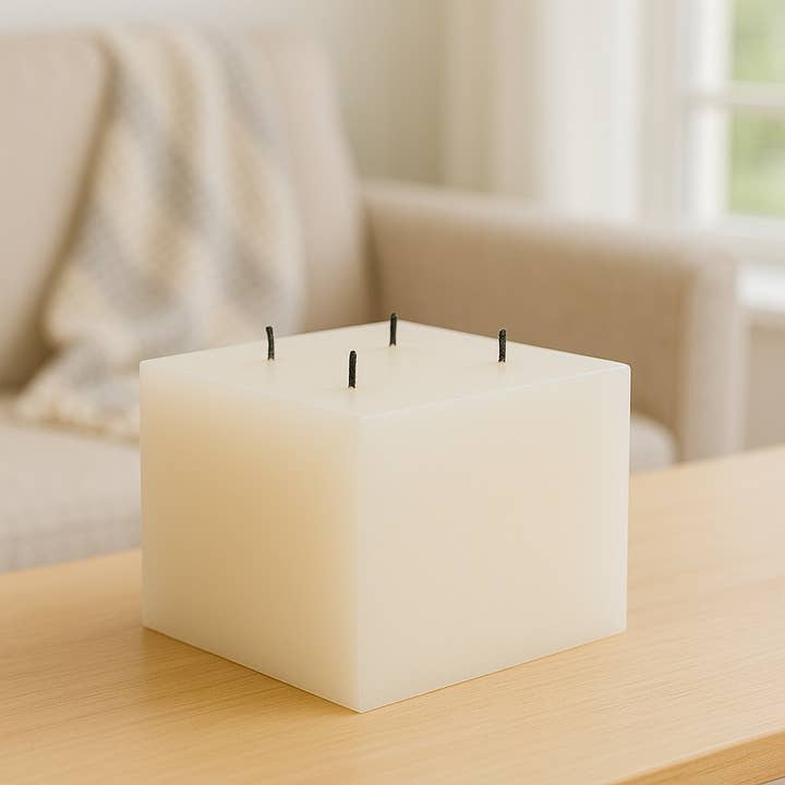 NHP International - Wholesale Pillar Candle - White Sempre rustic block candles 15x11cm2