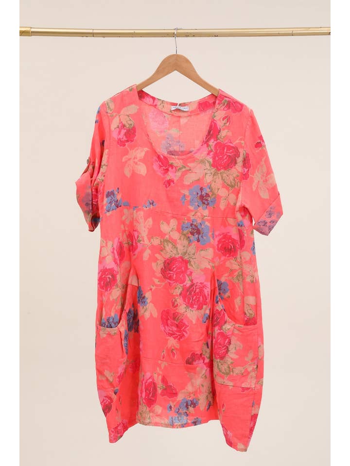 la maison des fibres naturelles – wholesale Klänning - Dam – Klänning i 100 % linne med blommönster 324015