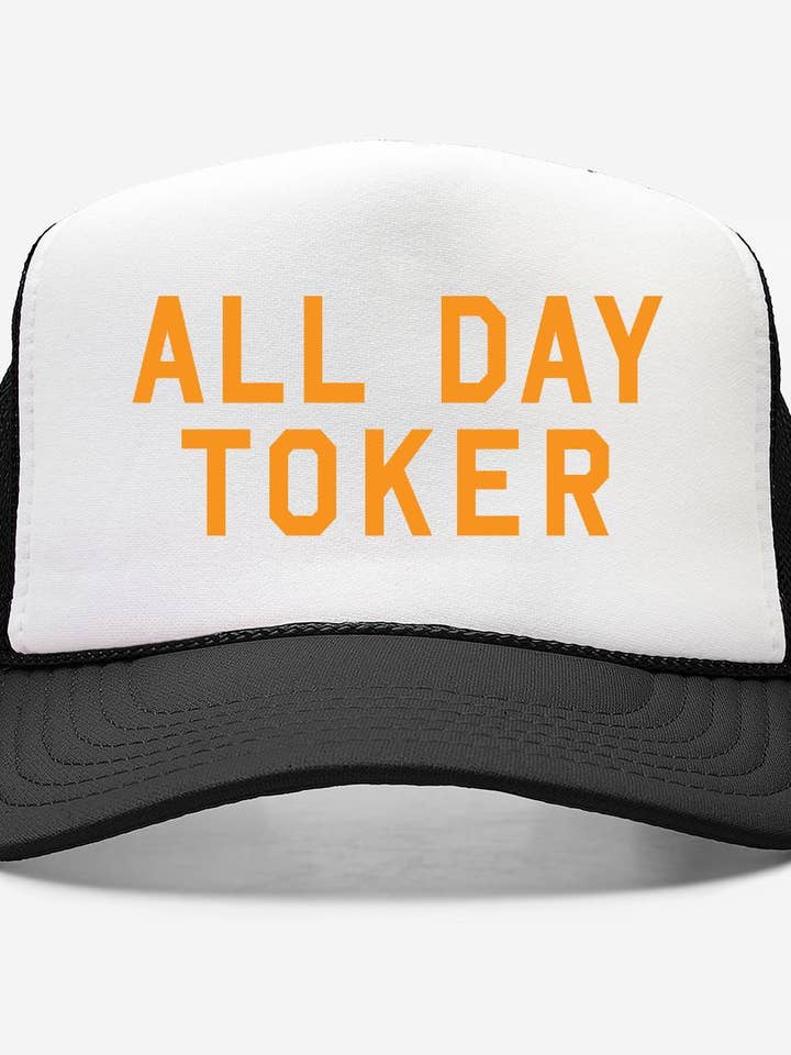 All Day Toker - trucker hat (yellow) for wholesale by Hardworking Stoner