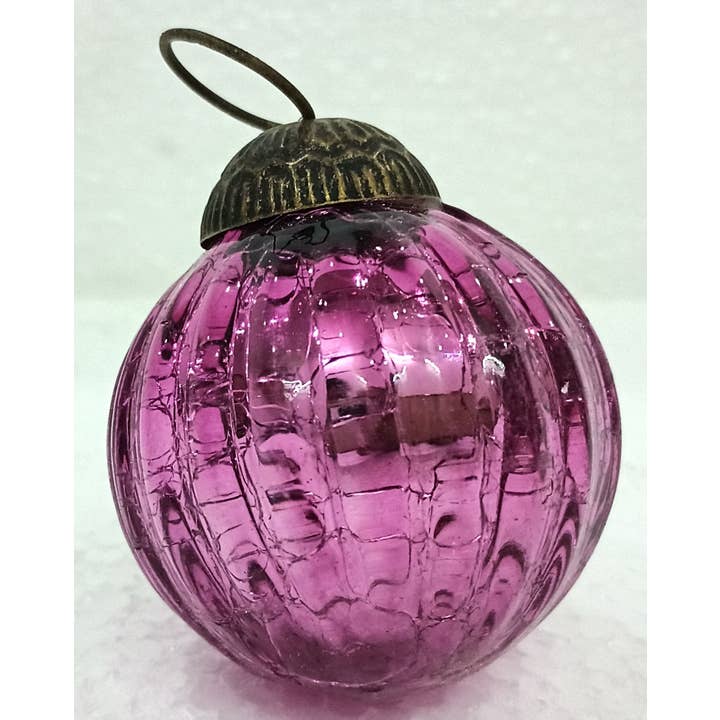 2" Ball Glass Christmas Ornament Purple for wholesale by Silk Road Traders