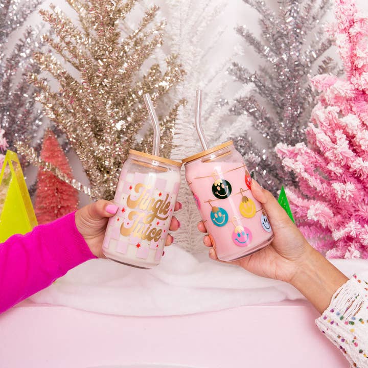 Talking Out of Turn - Wholesale Drinking Glass/Cup - Holiday Can Glass w/Lid + Straw8