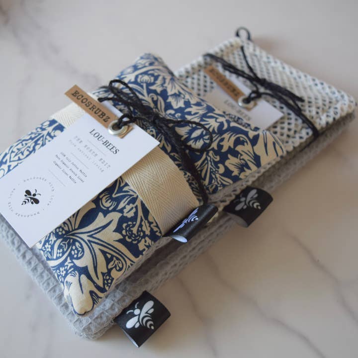 Lou Bees - Wholesale Dishcloth - Eco Kitchen Trio Pack – William Morris & Striped Linen0