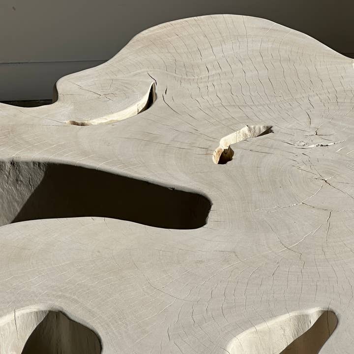 Office Objets - Wholesale Coffee Table - Very large coffee table in bleached mango wood with organic top D:140cm2