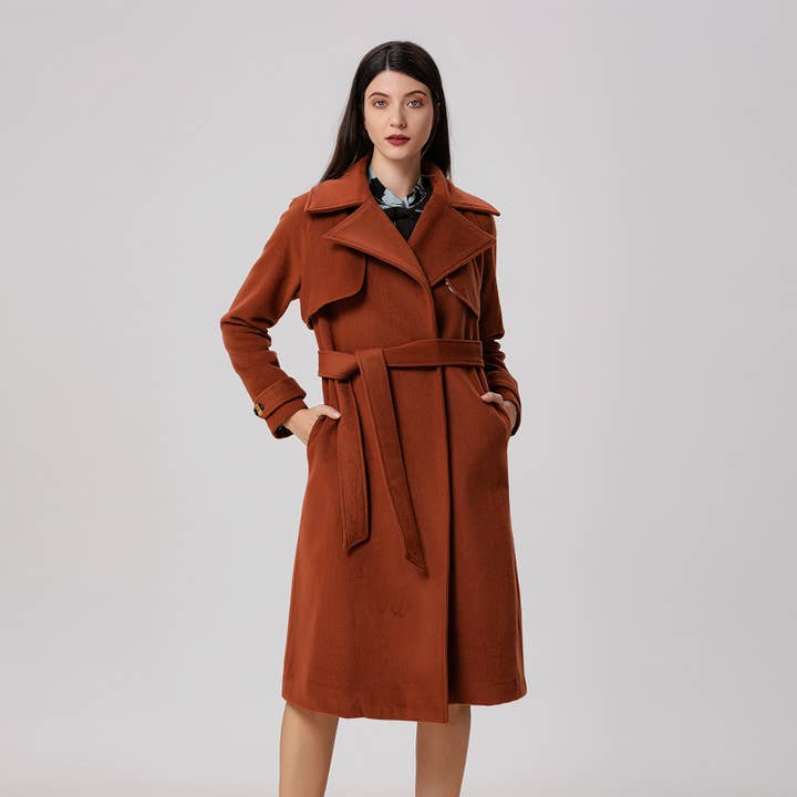 Smart and Joy - Wholesale Trench Coat - Women's - Wool coat with wide shutters31