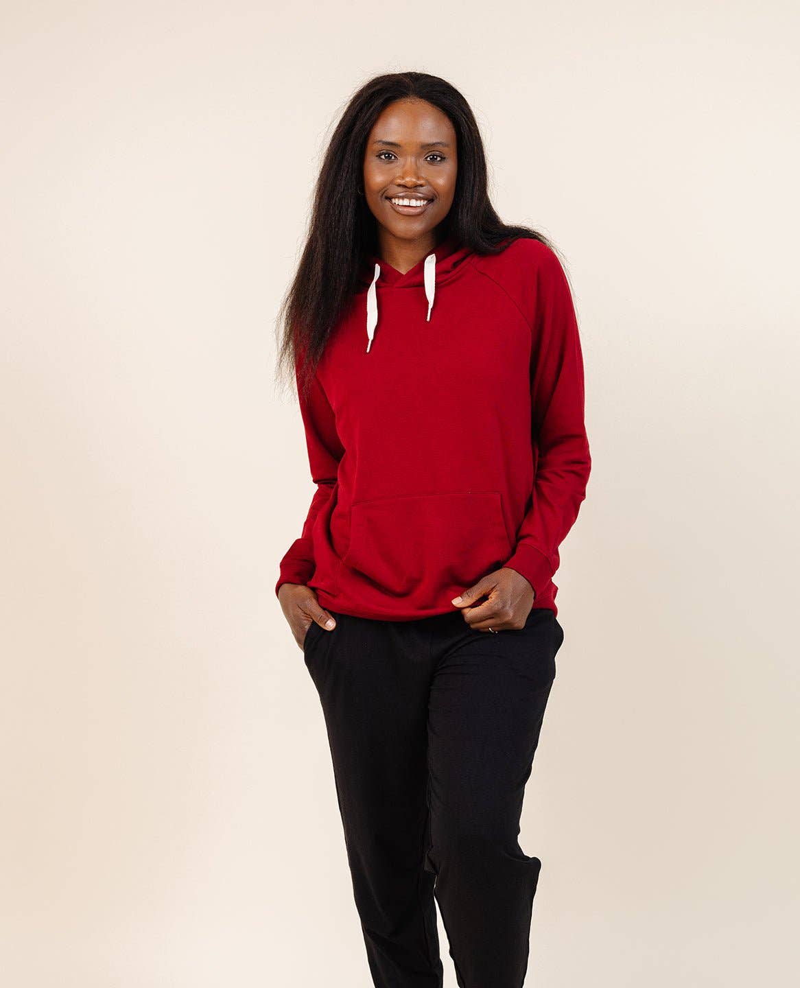 Lark - Wholesale Hoodie - Women's - Women's Coziest Hoodie in Crimson2