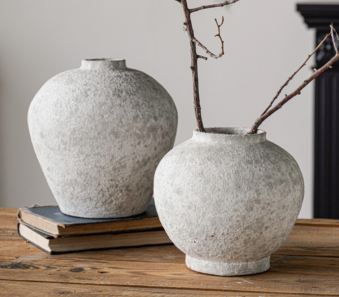 Sweet Home Deco - Vente Vases - Vase en terre cuite fait main, pot d'art en céramique blanc mat13