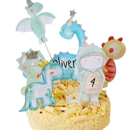 Dinosaurier-Kuchenaufsatz für den Großhandel von E.Gilbert Illustrations