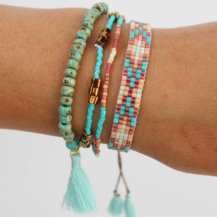 Pulseira Boho — Conjunto de 4 Turquesas por atacado de La Casa Cotzal S.A.