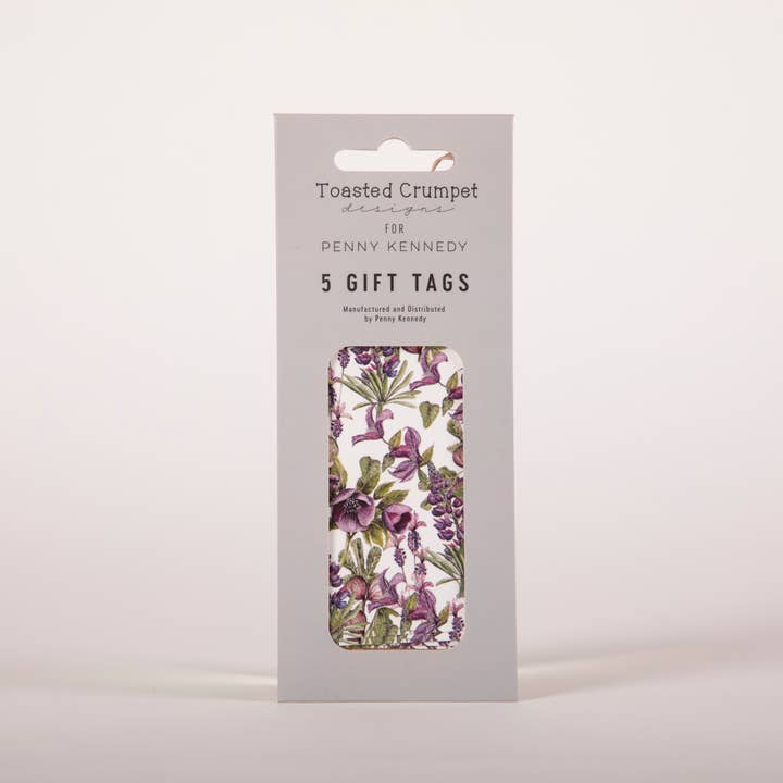 Rostat Crumpet Blommor Vit Presentetikettspaket för wholesale av Penny Kennedy Ltd