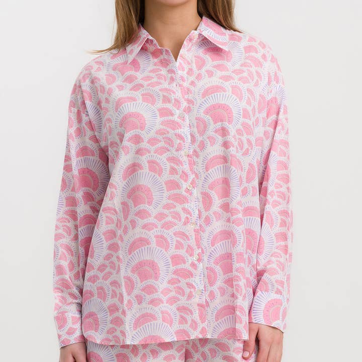 Top abotonado rosa Lola para venta al por mayor de Pomegranate Inc