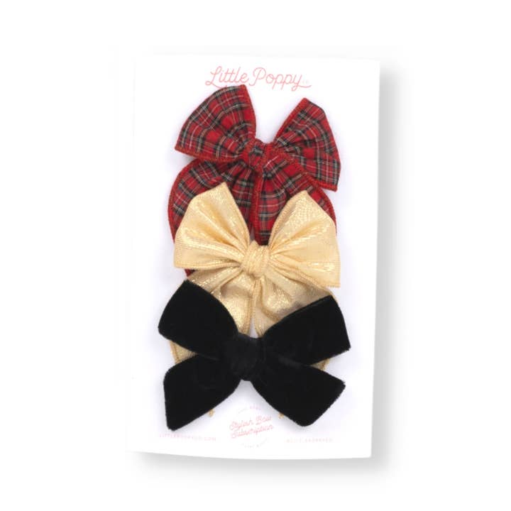 Das Olivia Holiday Schleifen-Clip-Set für den Großhandel von Little Poppy Co