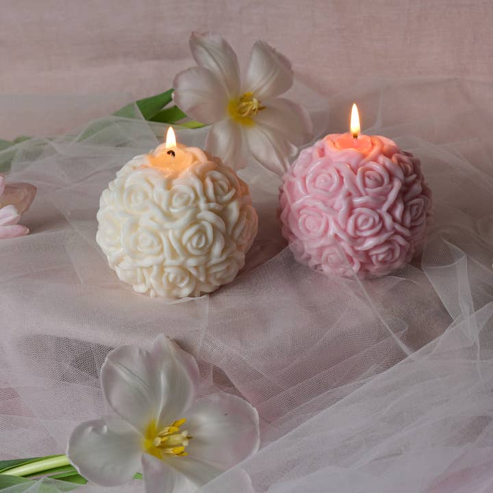 Nely Store – wholesale Novelty candle – Rose Ball Candle | Soy Wax Rose Ball Candle