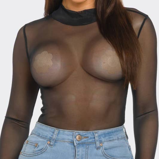 Plus-Size-Oberteil mit Animal-Print und durchsichtigen Mesh-Einsätzen für den Großhandel von D.ROCK